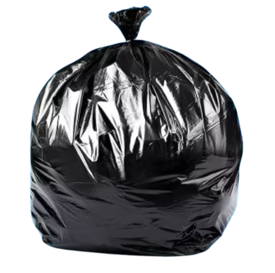 Heavy-duty black garbage bag