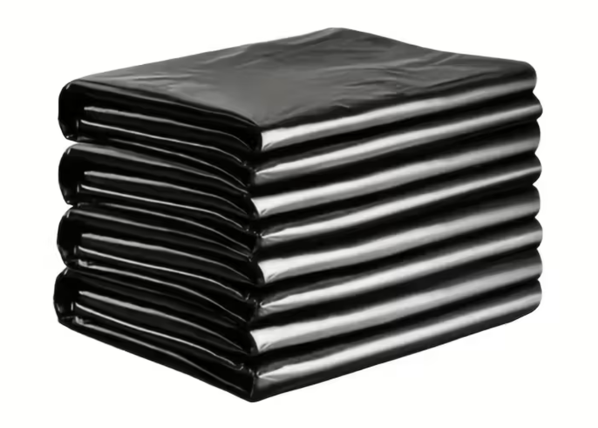 Heavy-duty black garbage bag