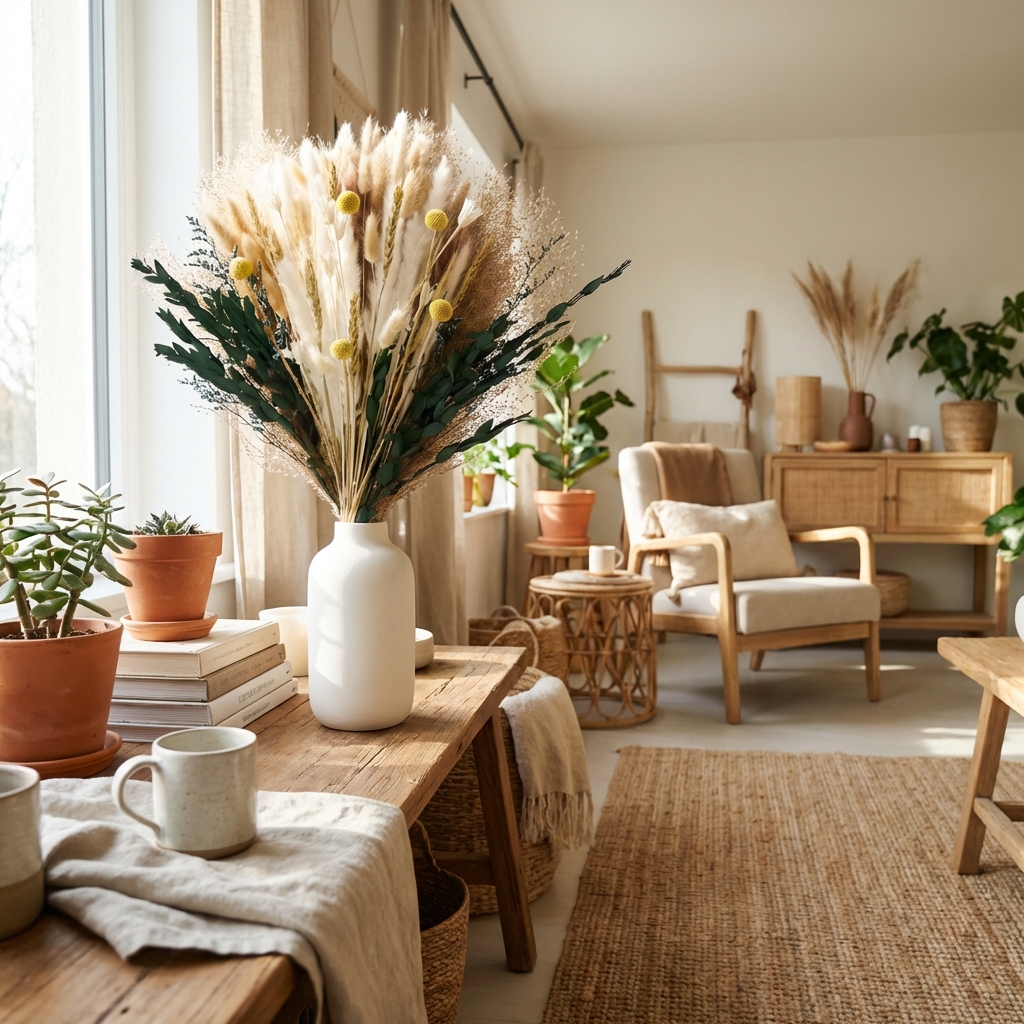 75 Pcs Luxuriant & Lush Dried Pampas Grass Décor 17” Flower Arrangement