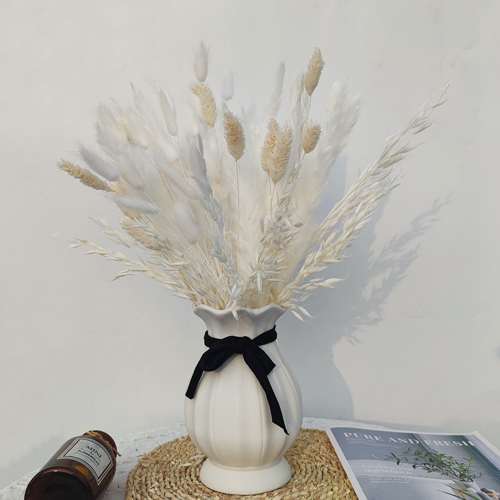 JB BOSZOANA 75 Pcs White Pampas Décor 17"