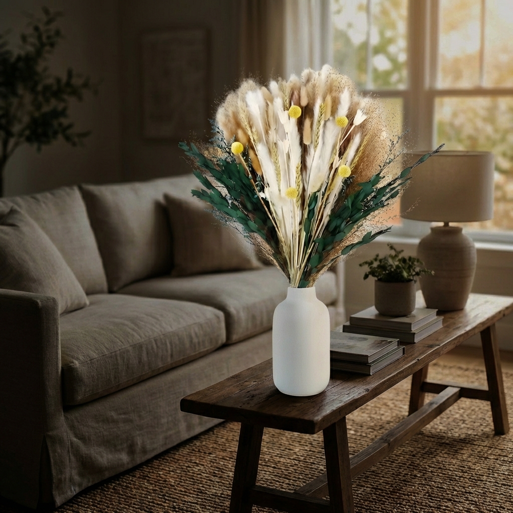 75 Pcs Luxuriant & Lush Dried Pampas Grass Décor 17” Flower Arrangement