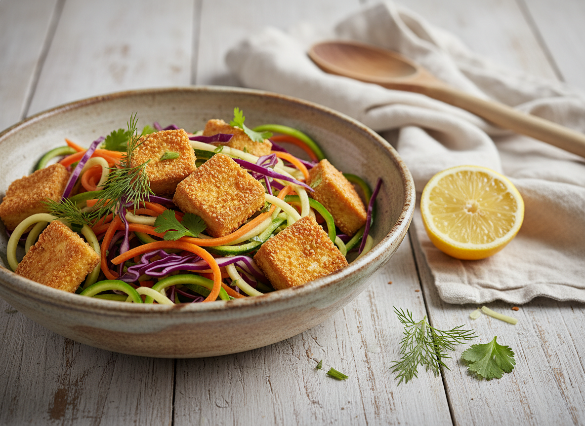 Salade de tofu croustillant