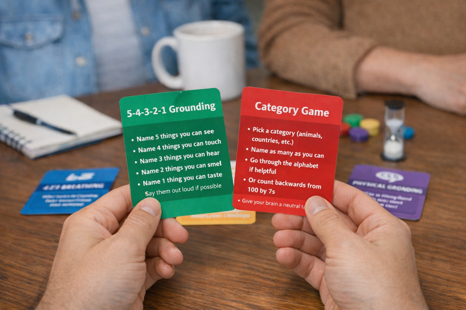 Grounding Techniques Card Deck - Printable Anxiety Relief Cards