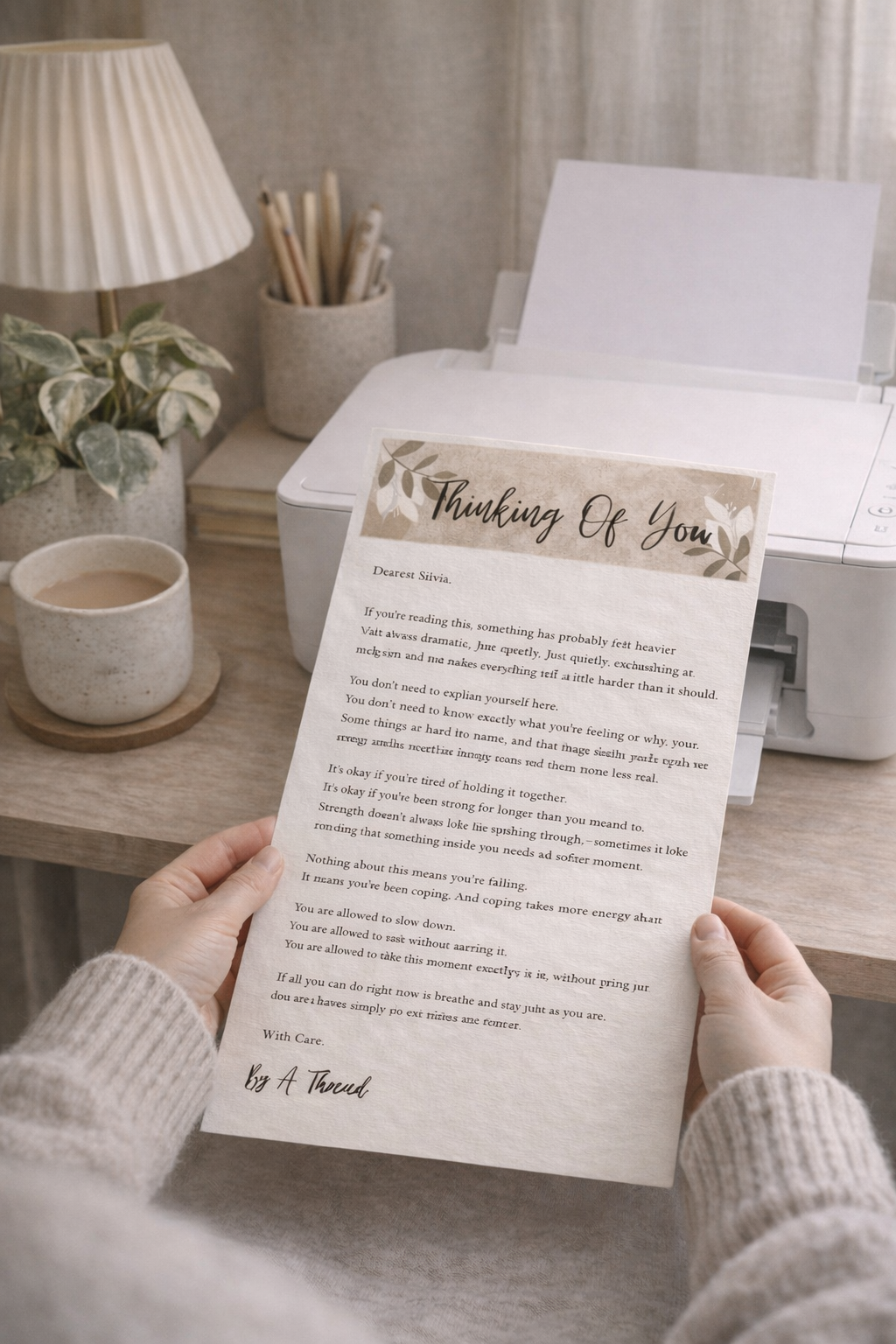 “Read When You’re Struggling” – Personalised Letter