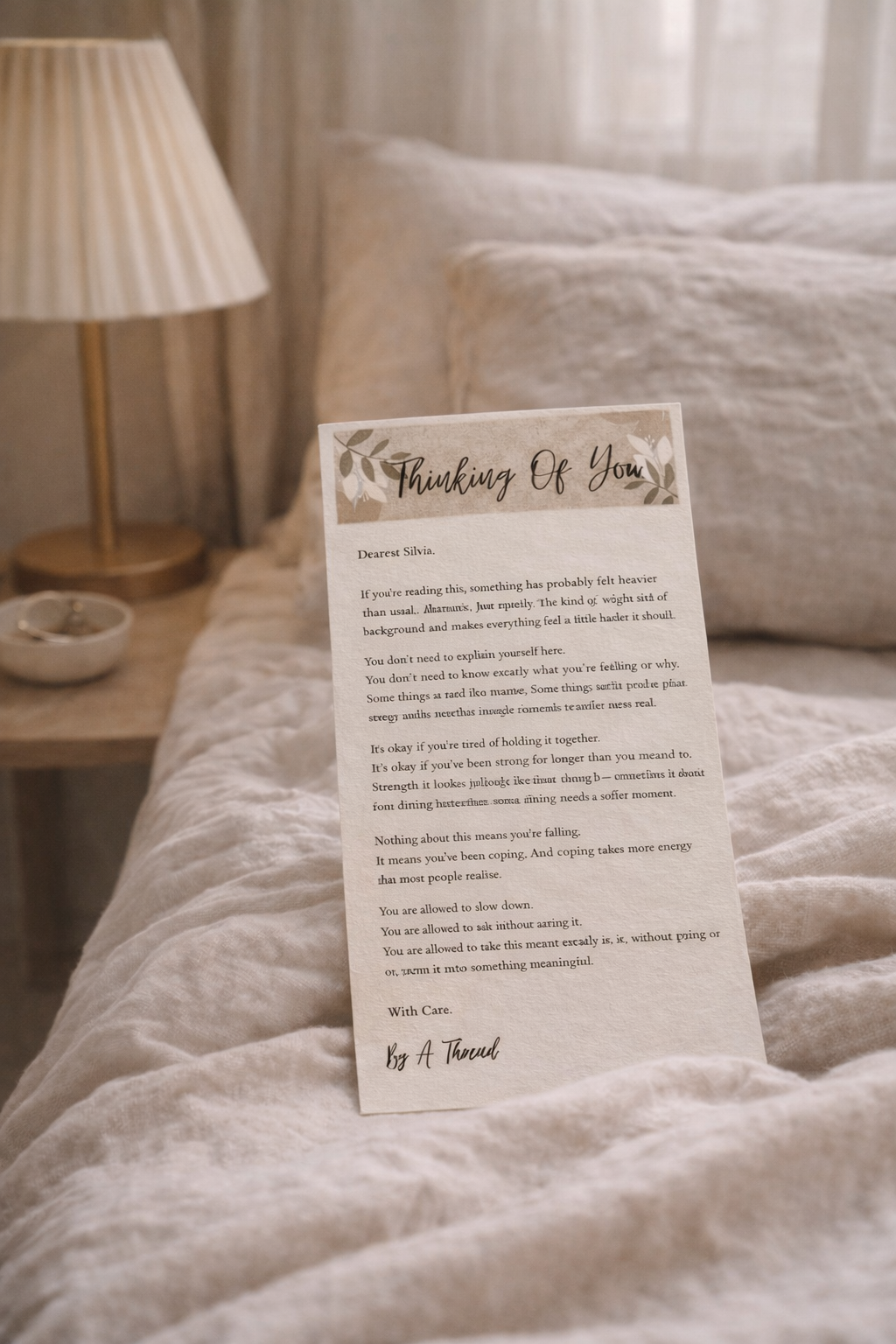 “Read When You’re Struggling” – Personalised Letter