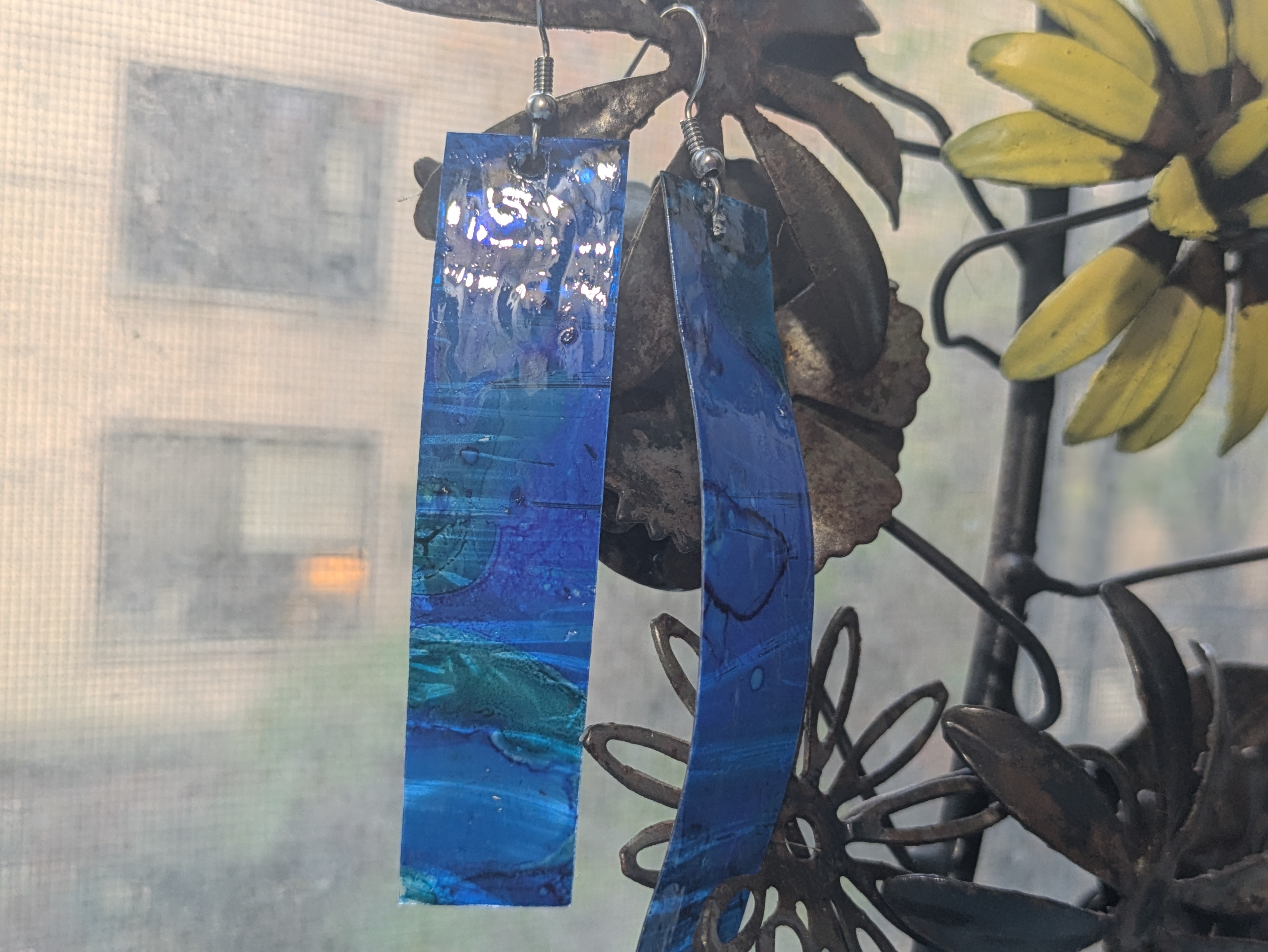 Handmade Blue Resin Earrings