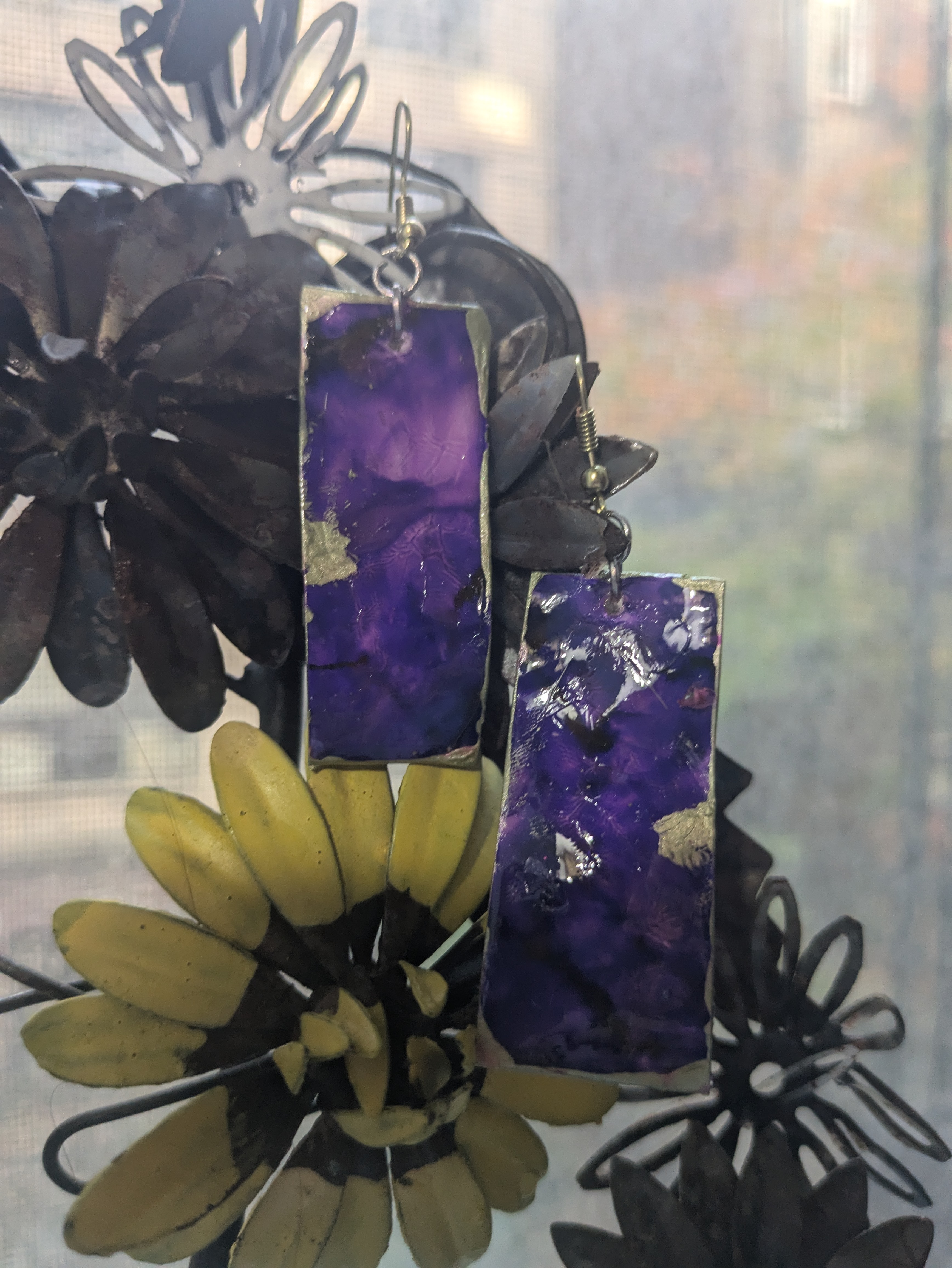 Handcrafted Purple Resin Earrings