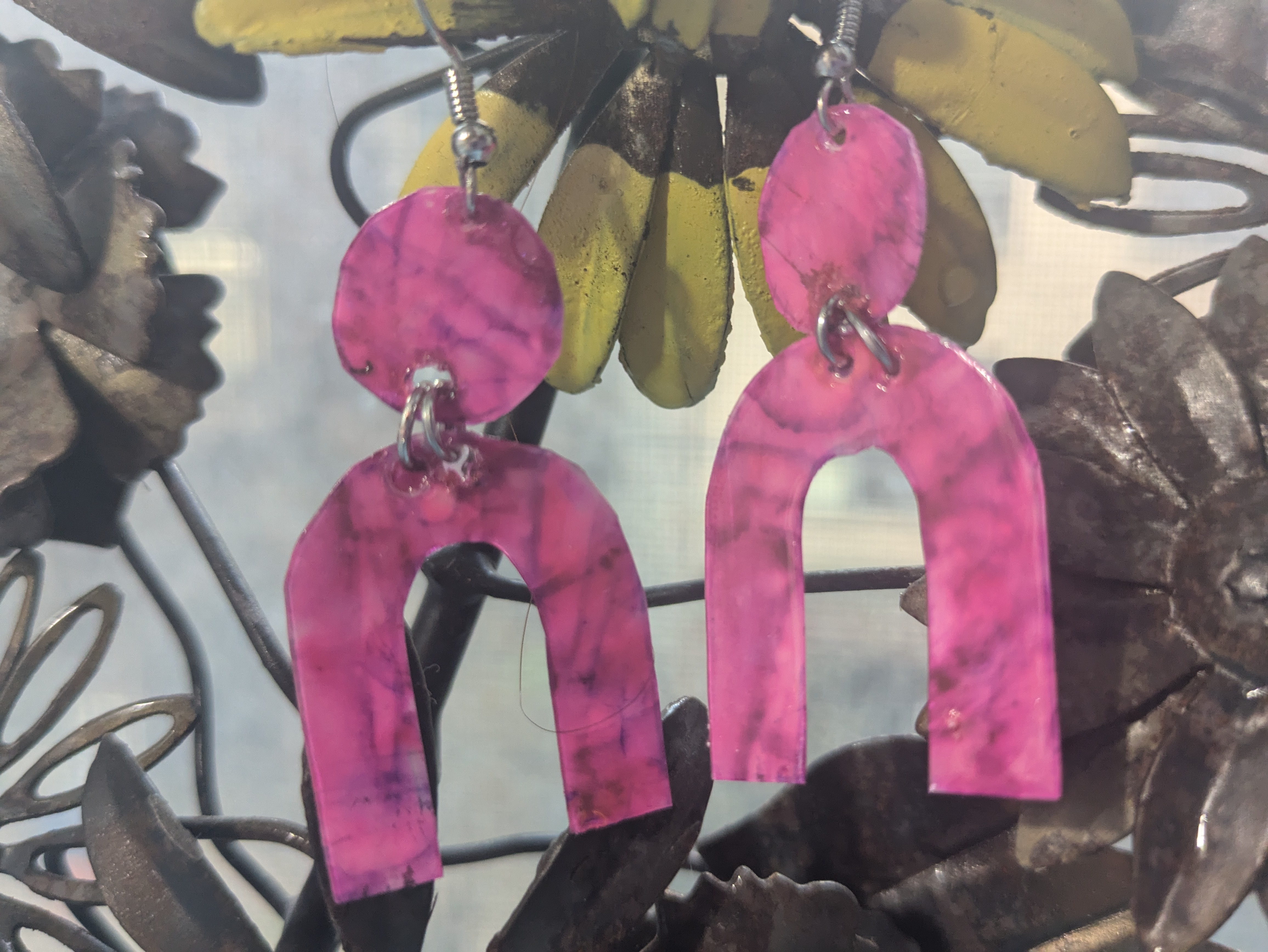 Handmade Abstract Pink Earrings
