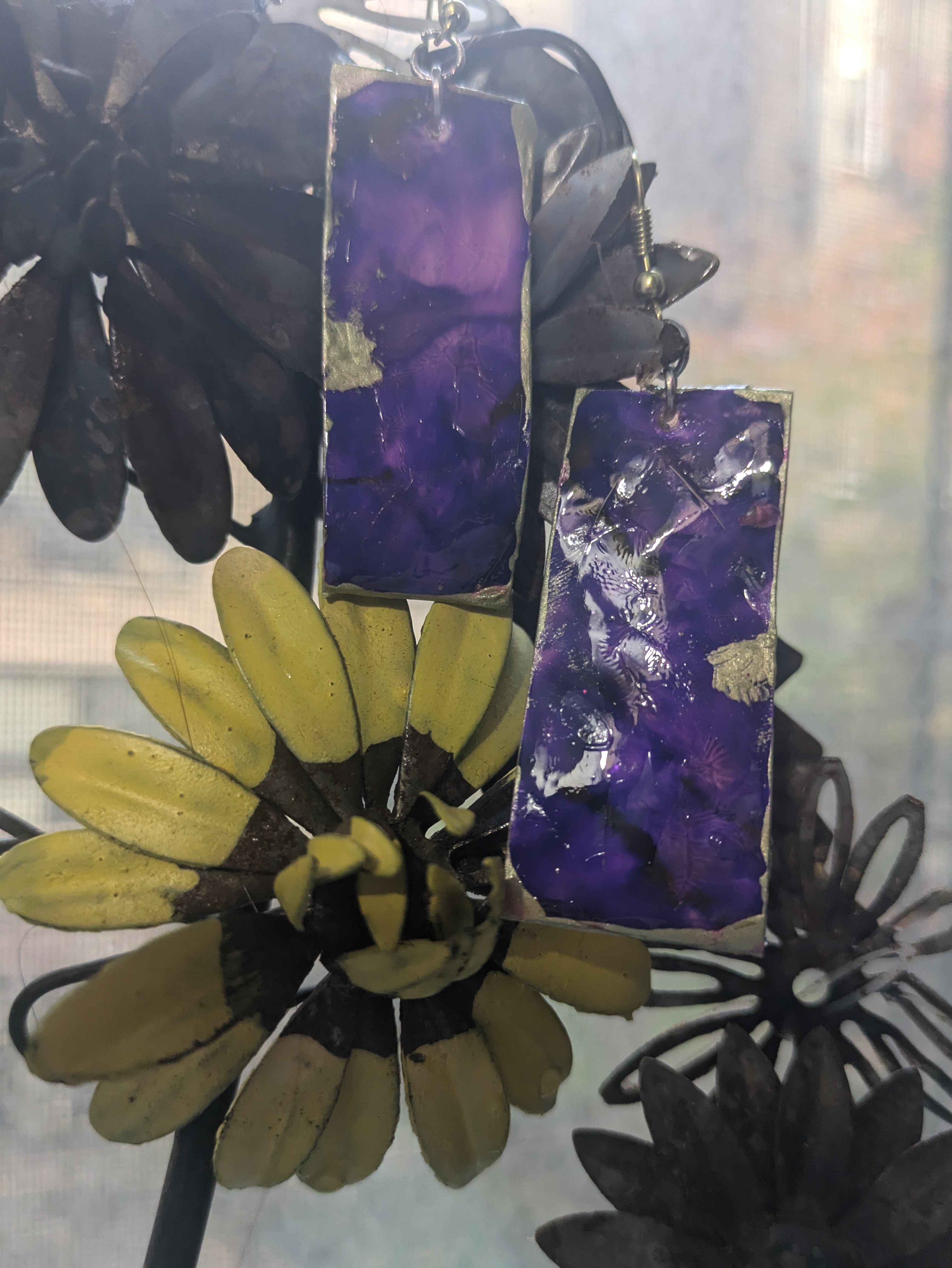 Handmade Purple Resin Earrings