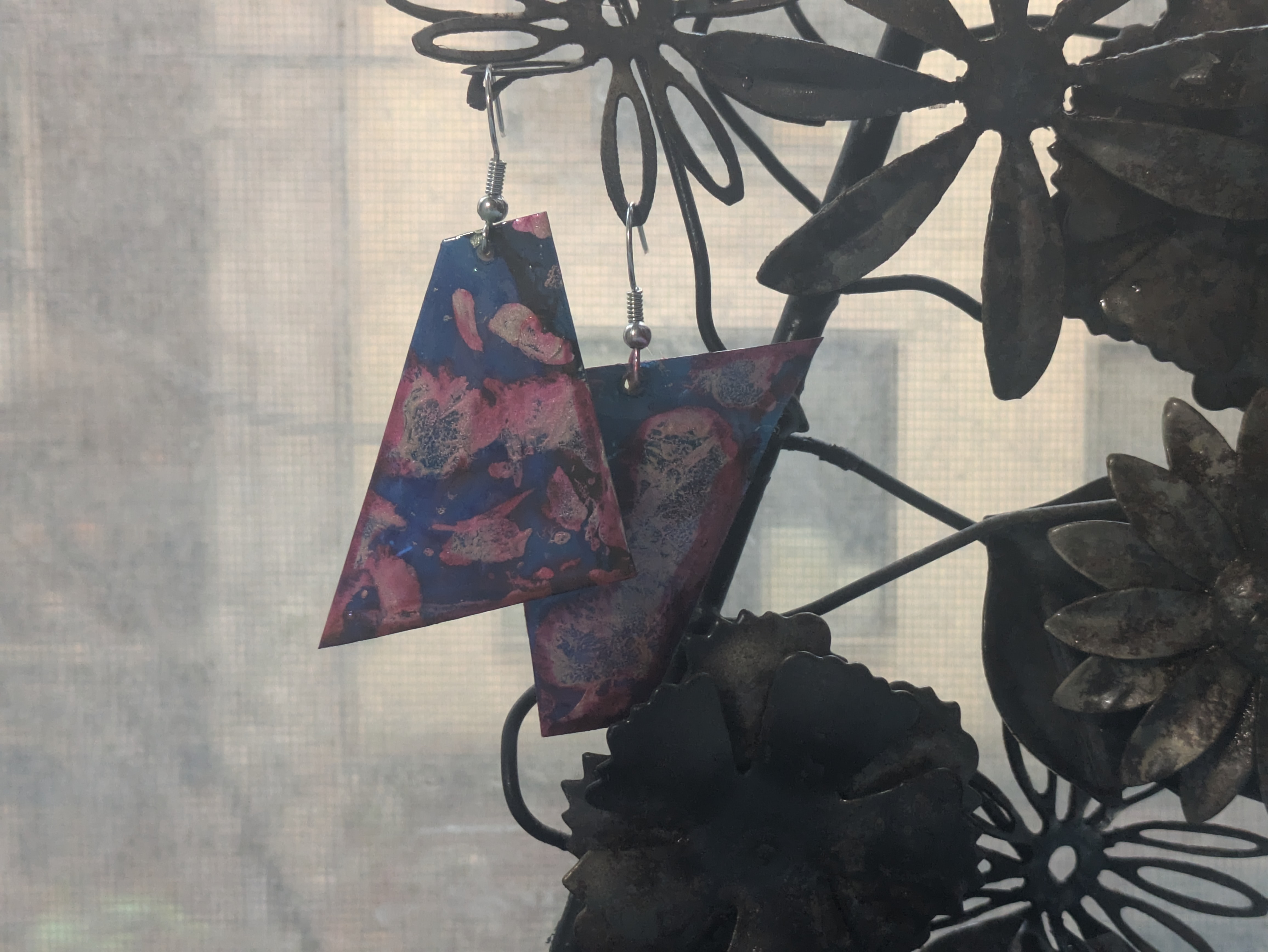 Geometric Hand-Painted Earrings