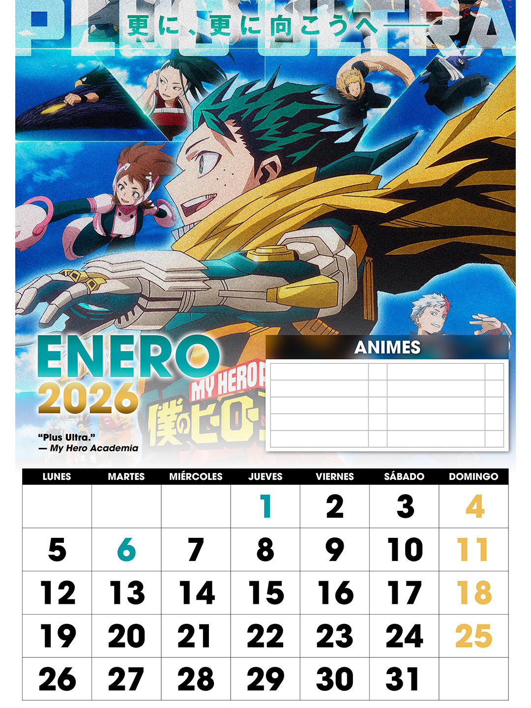 CALENDARIO ANIME 2026 - DIGITAL
