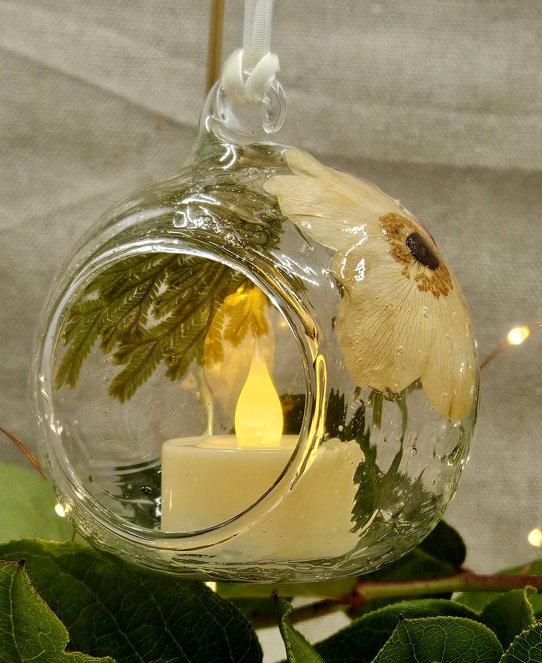 Glass Hanging Tealight Candle Holder