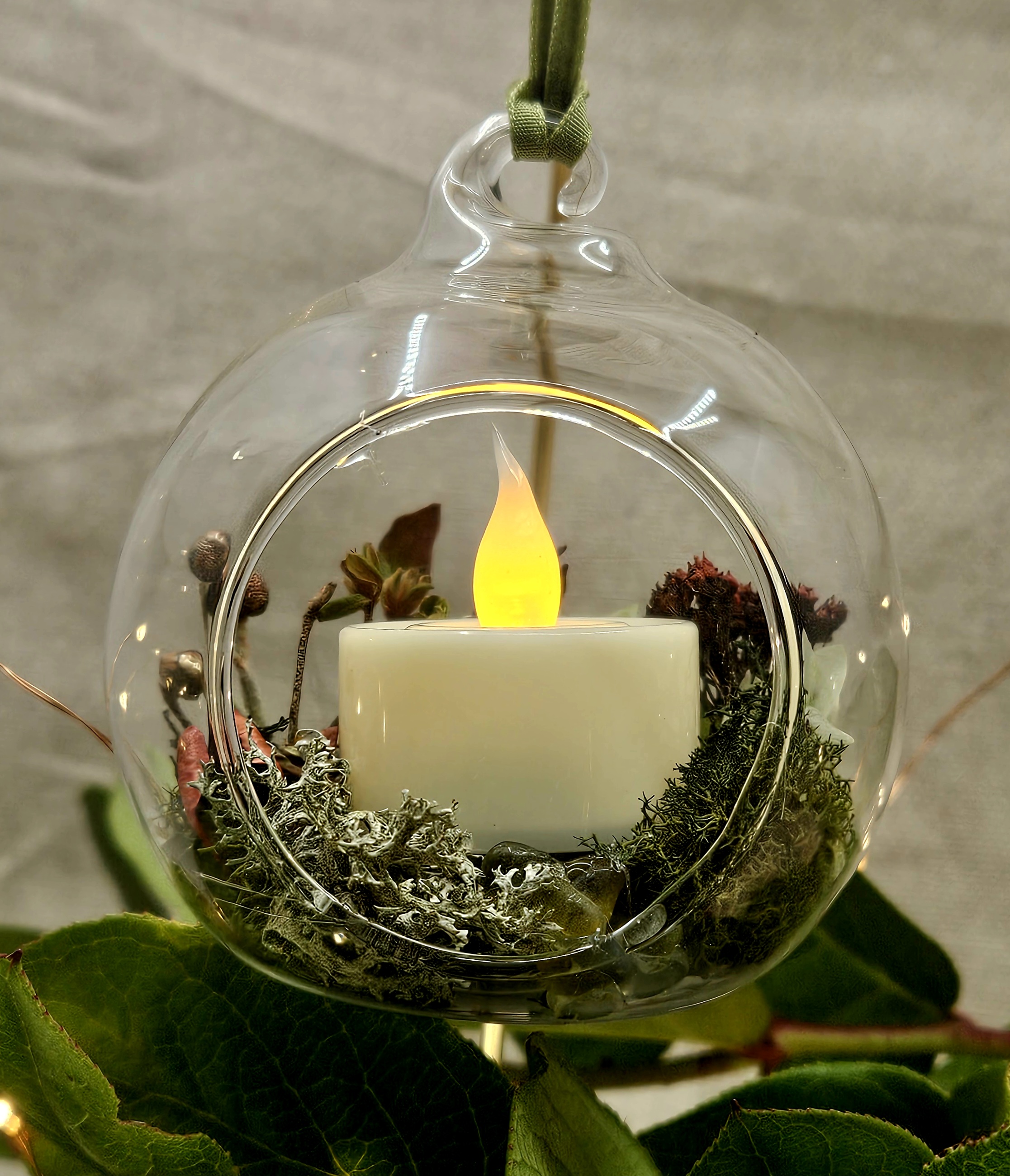 Glass Tea Light with Dried Flowers