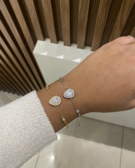 Pulseira dupla com zircônia