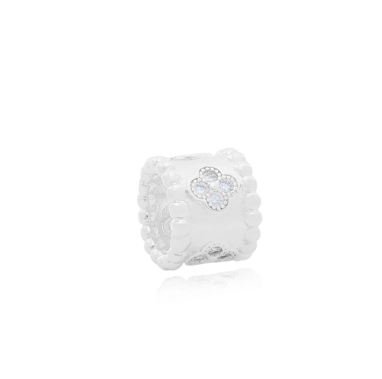 Berloque folhado a Prata com Zircônias em trevo 