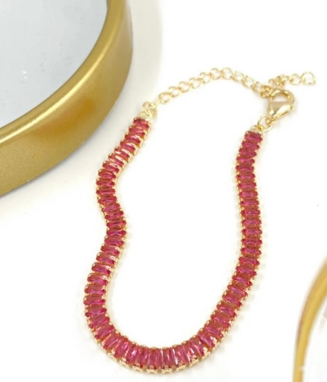 Pulseira em zirconia folhada a ouro