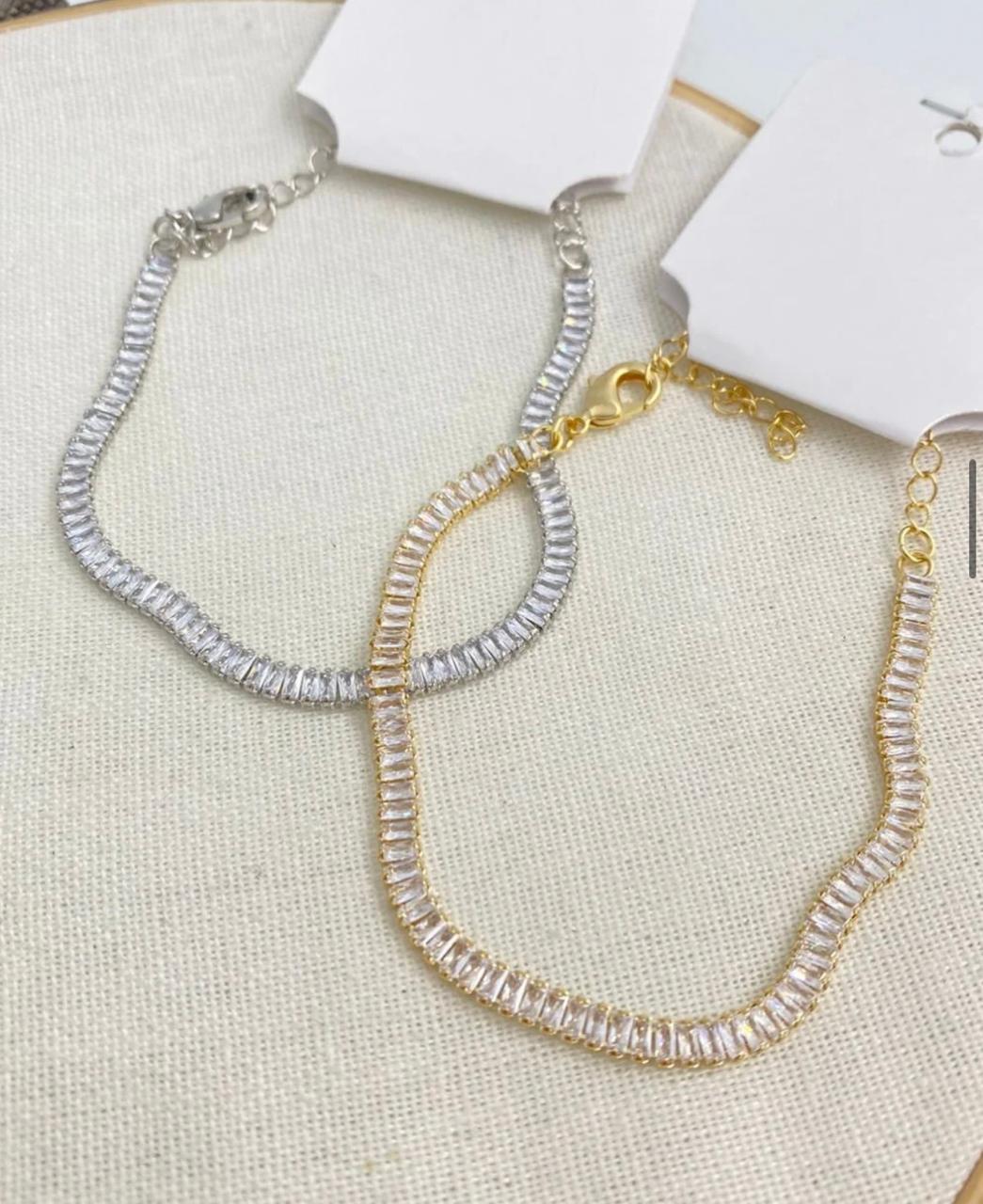 Pulseiras Femininas Elegantes em zirconia folhadas em ouro ou prata