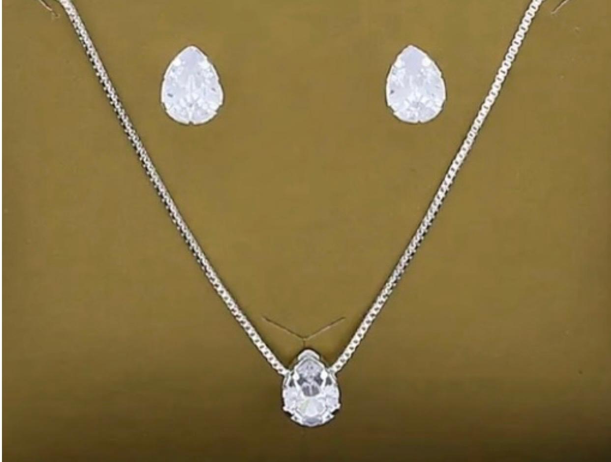 Conjunto de zirconia folhado a prata