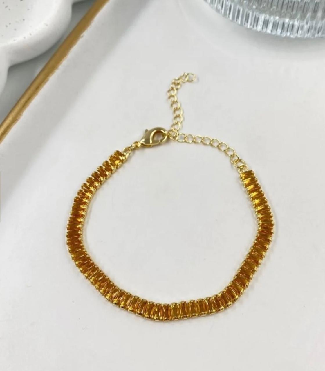 Pulseira em zirconias amareladas folhada a ouro 18k