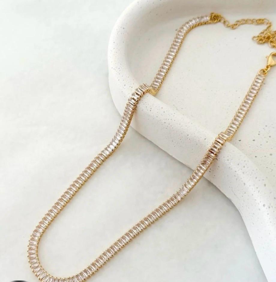 Colar riviera folhado a ouro com zirconias