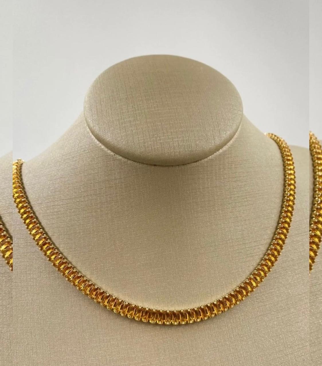 Colar riviera folhado a ouro com zirconias amareladas