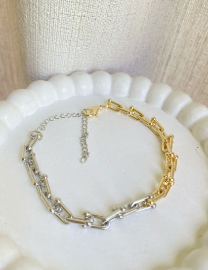 Pulseira de elos bicolor