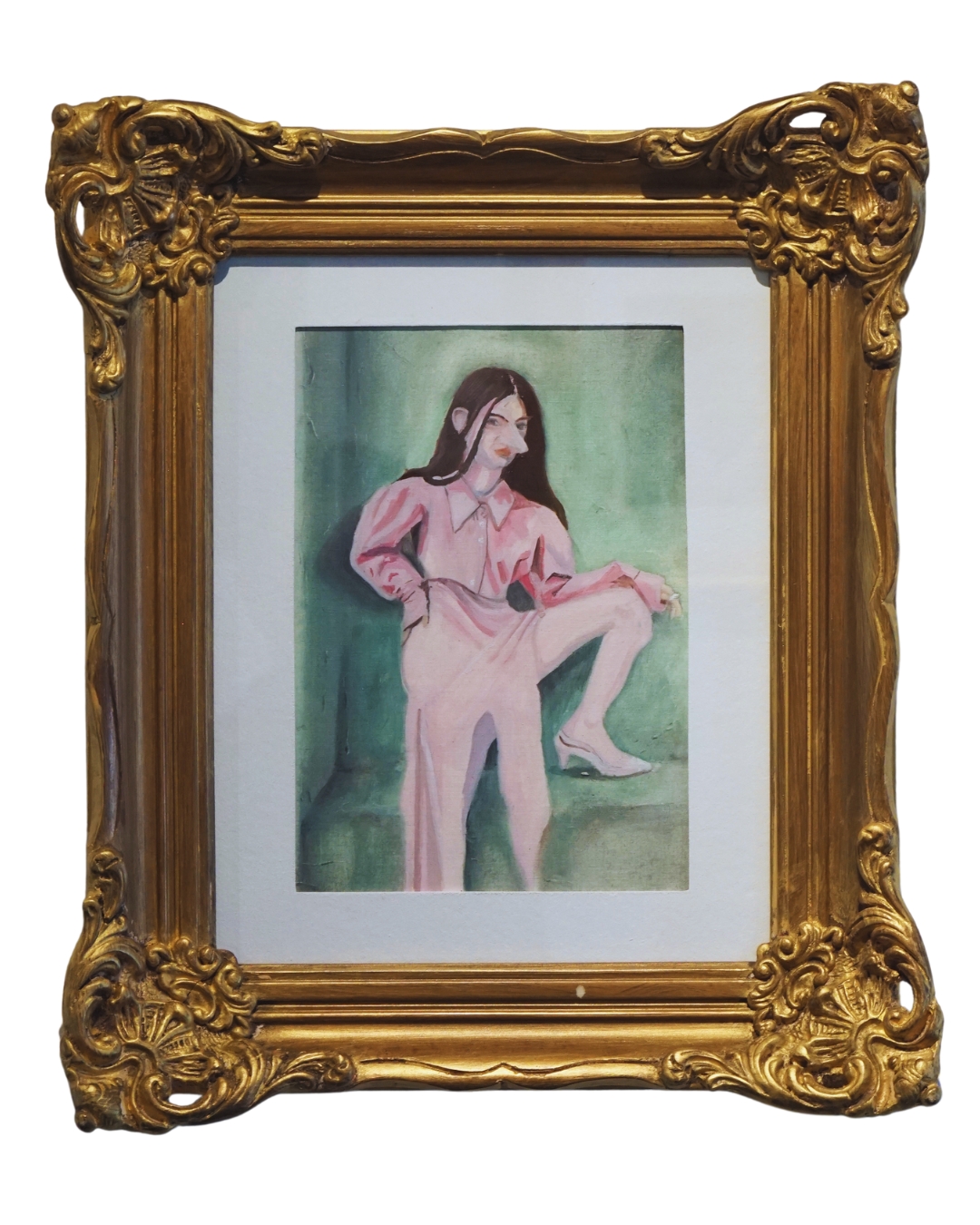 Cuadro artístico con marco dorado