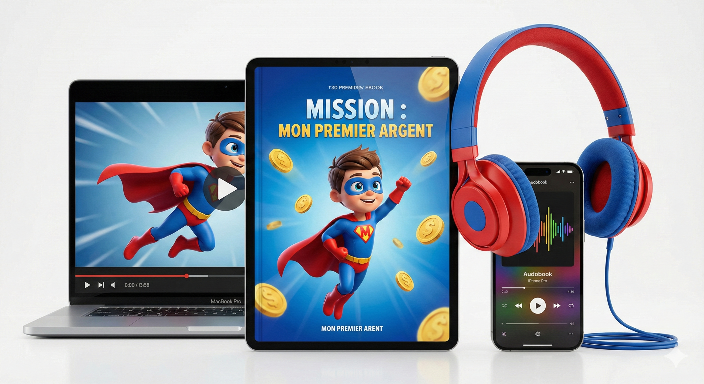 Éducation financière pour les enfants – Mission : Mon premier argent (Livre numérique, livre audio, vidéo) 