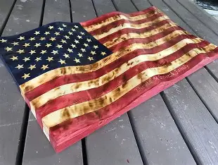 Handcrafted Wooden American Flag