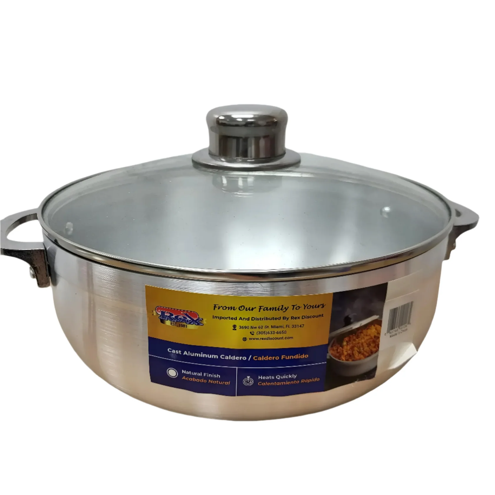 Caldero De Teflon Y Tapa De Cristal 26 Cm Rex / 1Ct