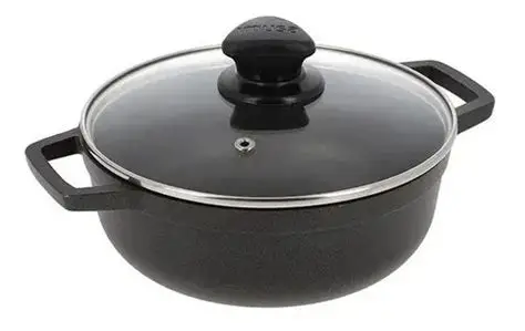 Caldero De Aluminio Tapa De Cristal Rex 24 Cm