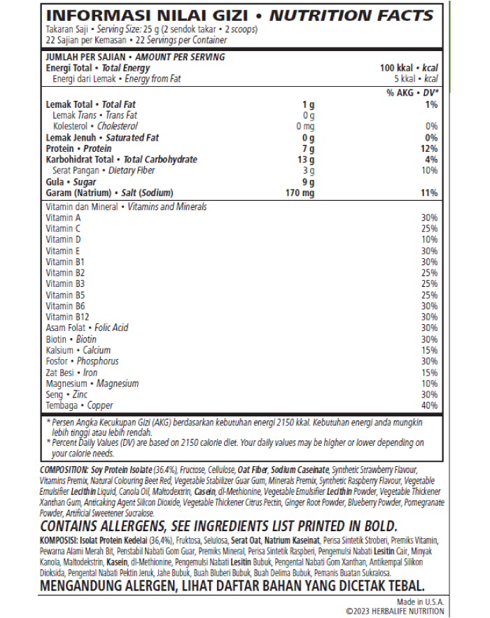 Herbalife F1 Shake Mix WIldberry
