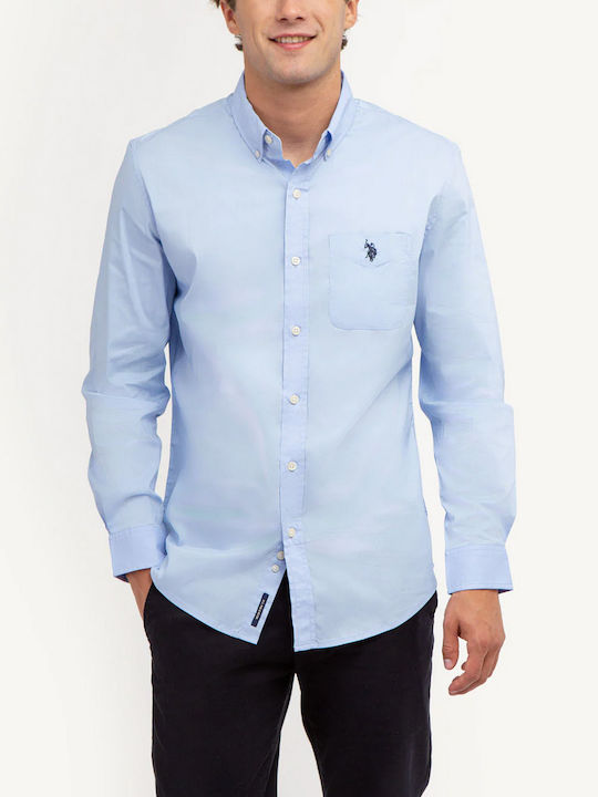 U.S. Polo Assn. Camisas de vestir de manga larga con botones Celeste