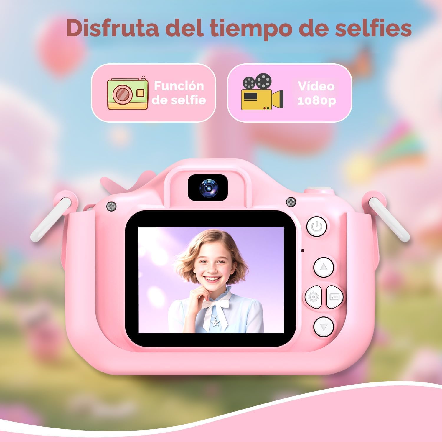 Goopow - Cámara digital para niñas y niños cámara de video con funda suave con diseño 32GB