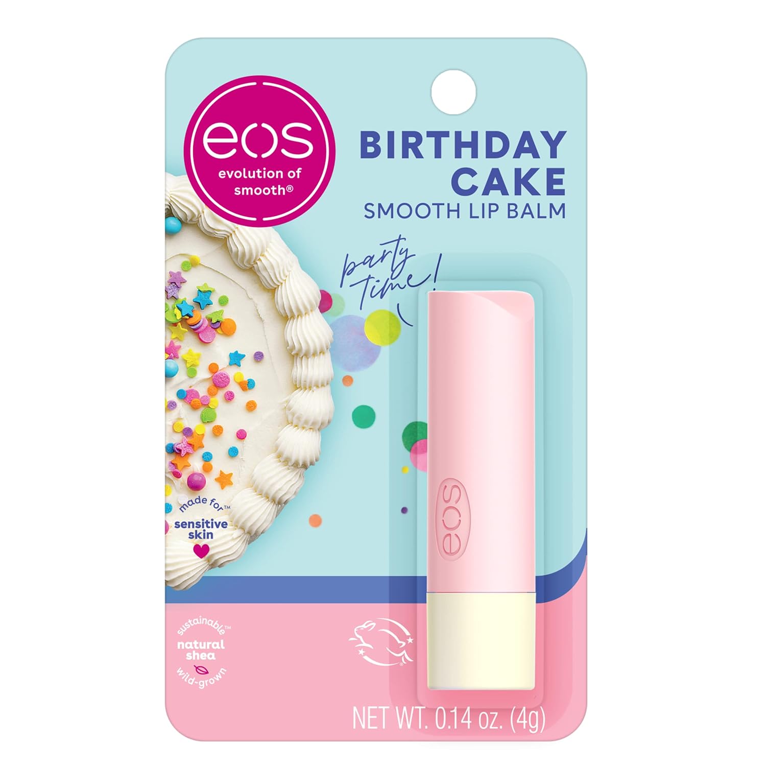 eos Bálsamo labial de karité natural, pastel de cumpleaños