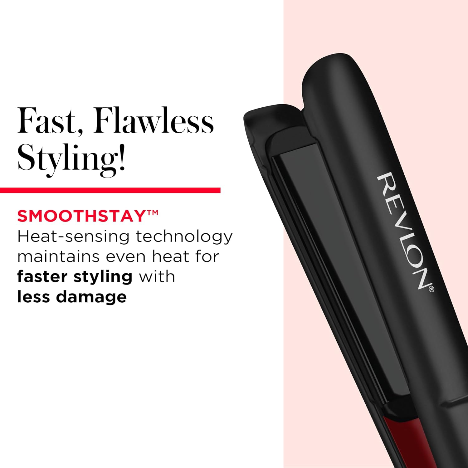 REVLON Smoothstay - Plancha de pelo de 1 pulgada – La plancha plana con infusión de aceite de coco