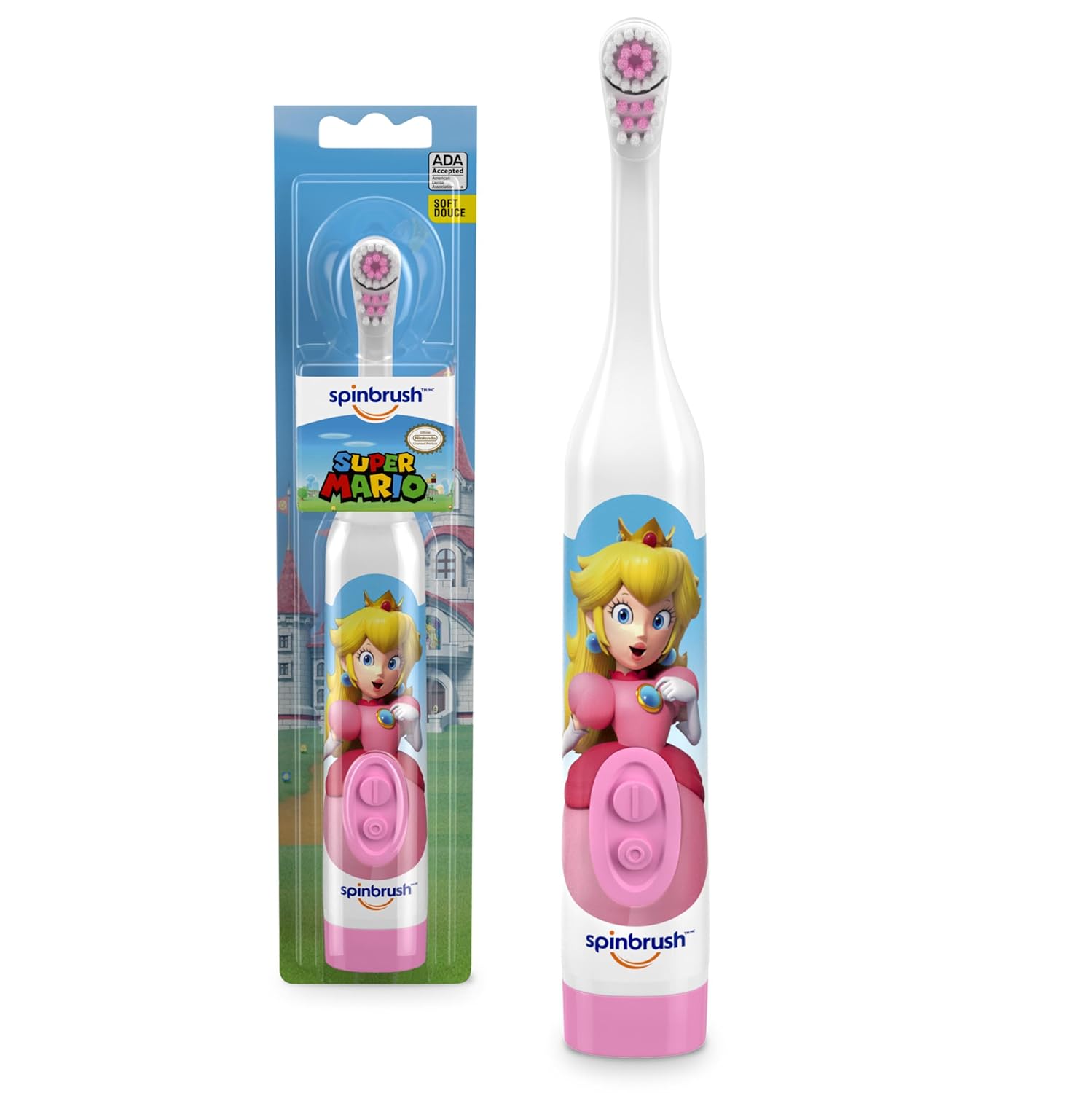 Princess Peach Spinbrush - Cepillo de dientes eléctrico para niños