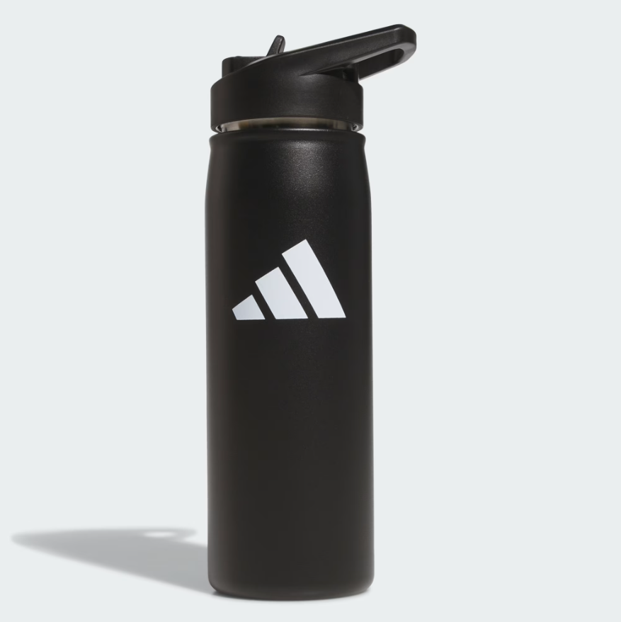 Adidas Botella de agua de metal con tapa de pajita, de 20 onzas, para agua caliente y fría