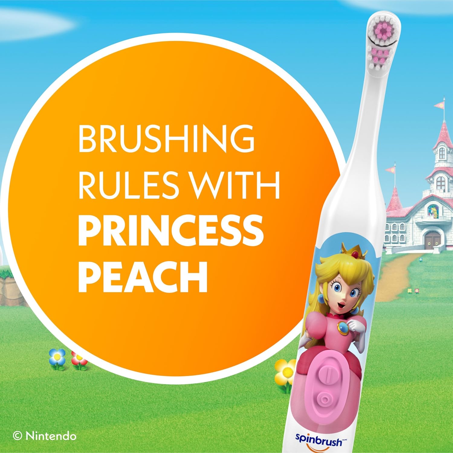 Princess Peach Spinbrush - Cepillo de dientes eléctrico para niños