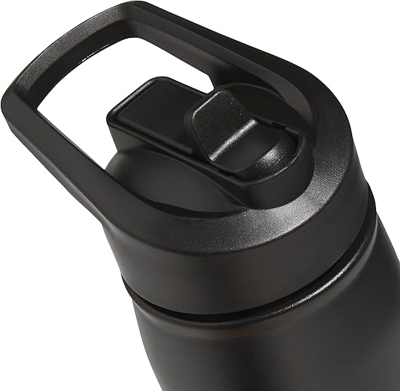 Adidas Botella de agua de metal con tapa de pajita, de 20 onzas, para agua caliente y fría