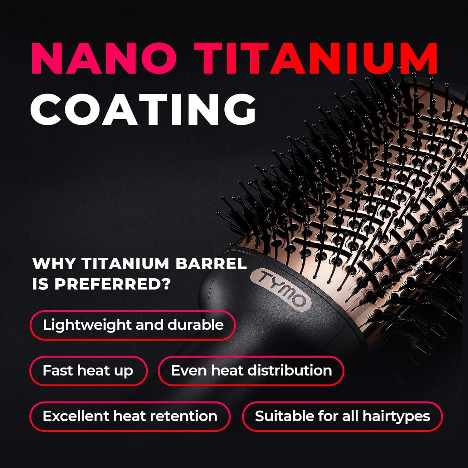 TYMO Cepillo secador de pelo, cepillo secador de pelo en uno, secador de pelo iónico 4 en 1