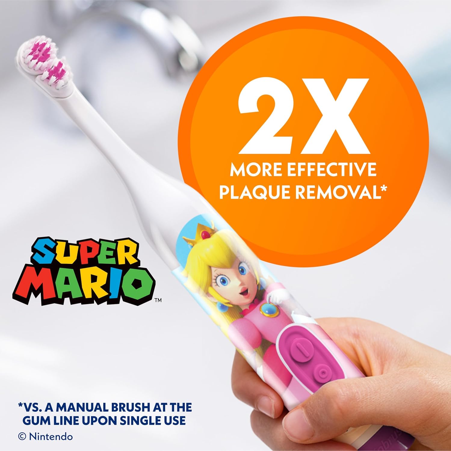 Princess Peach Spinbrush - Cepillo de dientes eléctrico para niños