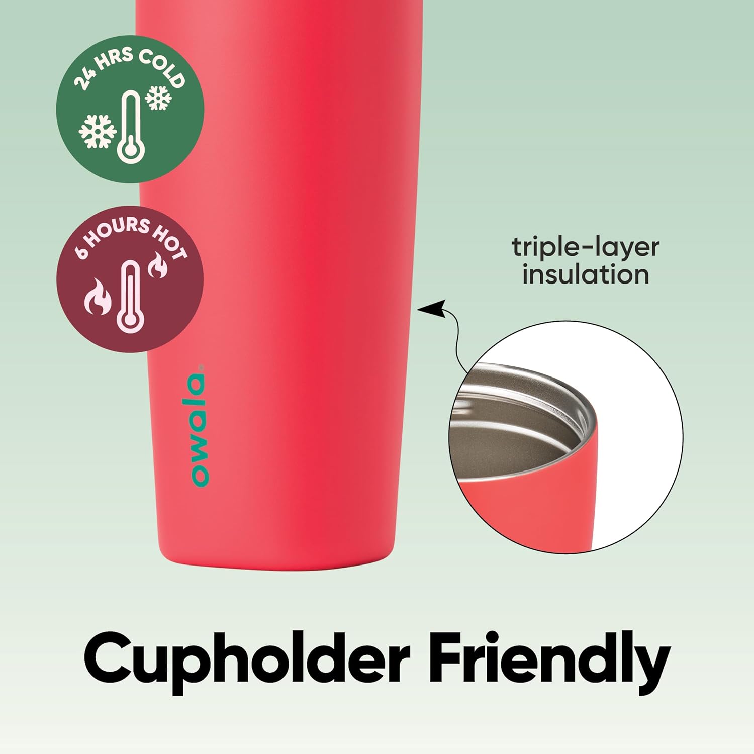 Owala SmoothSip Slider - Vaso de café de acero inoxidable con aislamiento 20 Oz