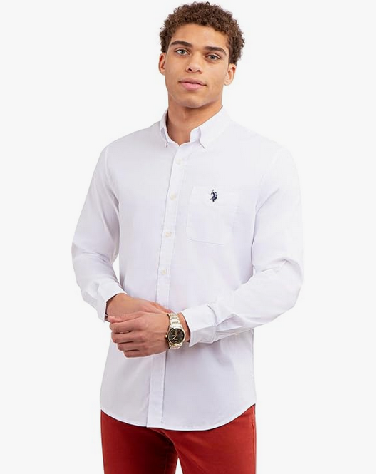 U.S. Polo Assn. Camisas de vestir de manga larga con botones Blanca Lisa