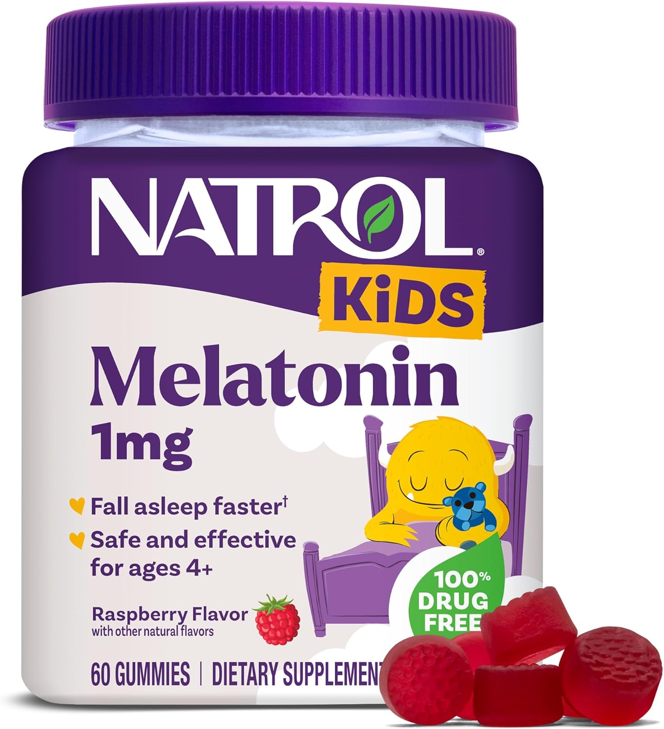 Natrol Gomitas de melatonina para niños de 1 mg, melatonina infantil para un sueño reparador