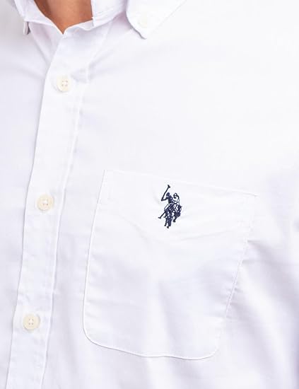 U.S. Polo Assn. Camisas de vestir de manga larga con botones Blanca Lisa