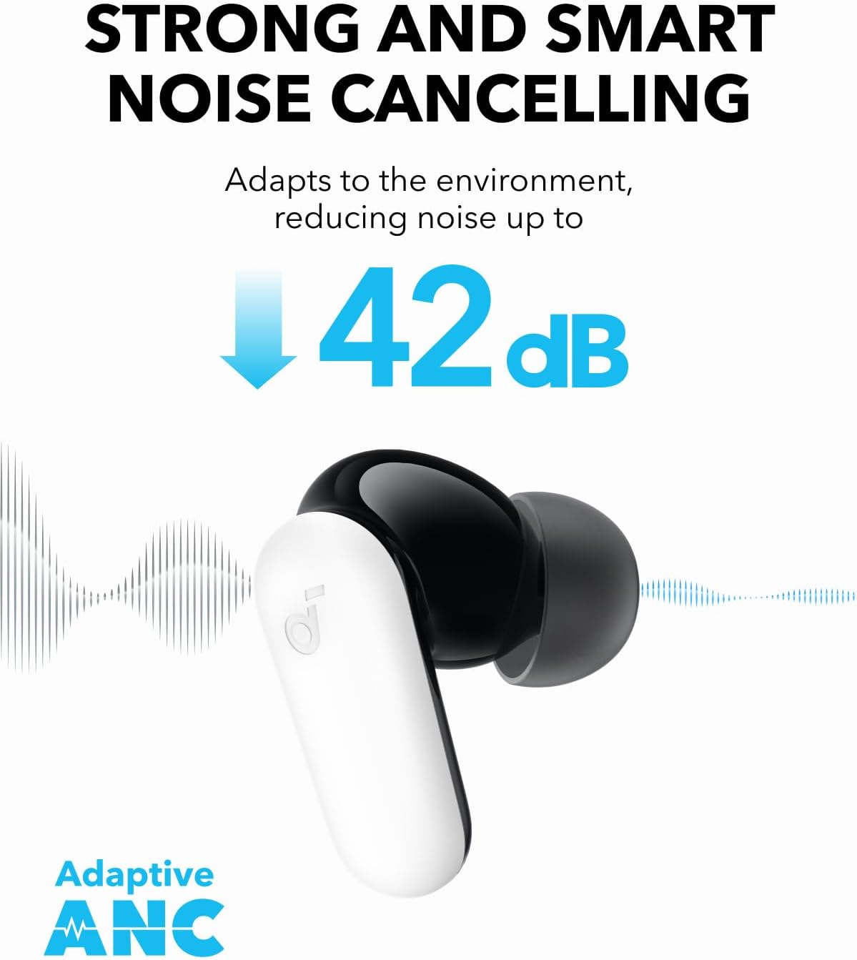 Soundcore P30i by Anker - Auriculares con cancelación de ruido inteligente, graves potentes