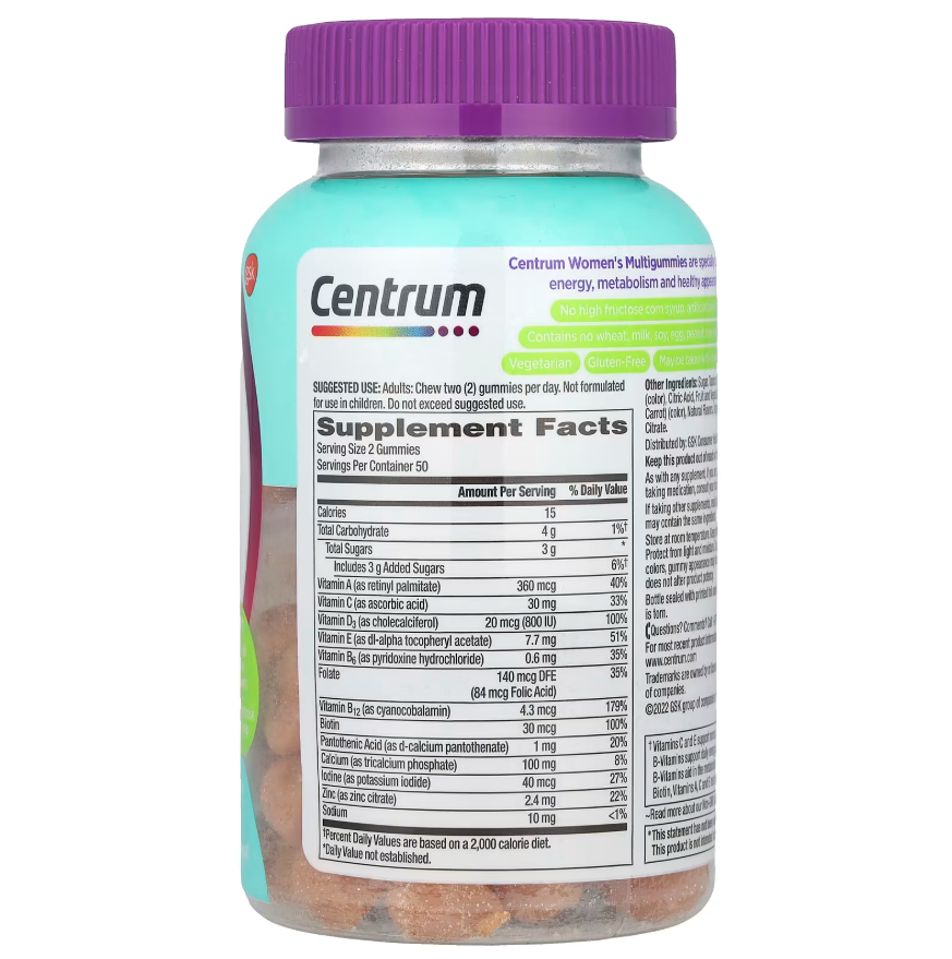 Centrum, Gomitas multivitamínicas para mujeres, Frutas tropicales, 100 gomitas