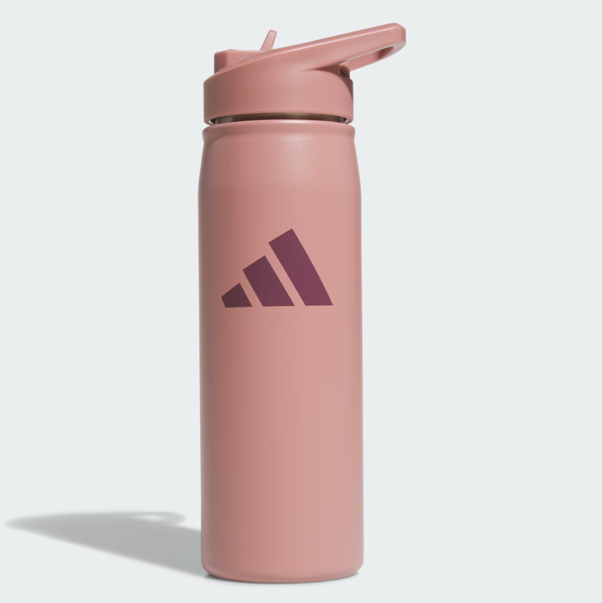 Adidas Botella de agua de metal con tapa de pajita, de 20 onzas, para agua caliente y fría