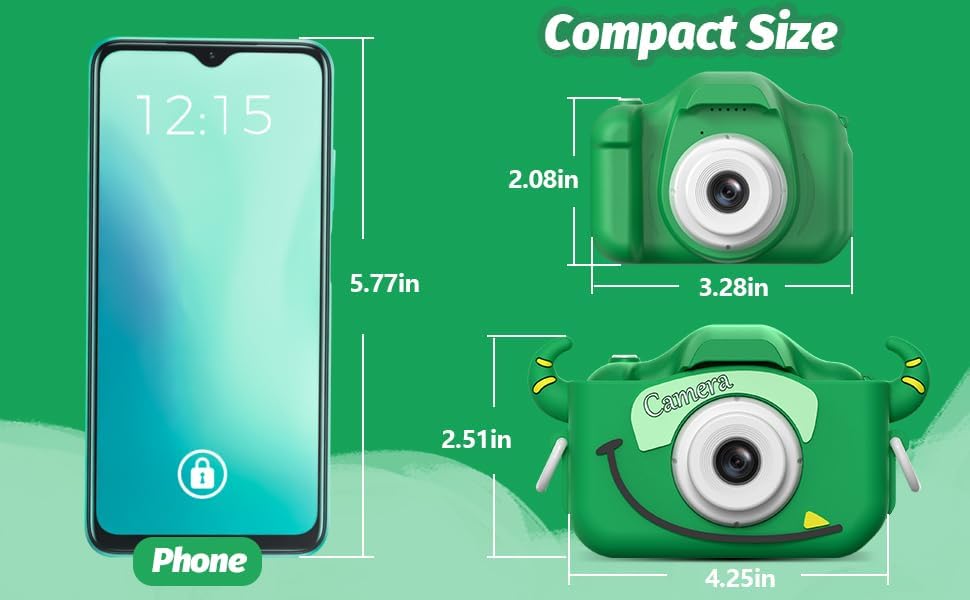 Goopow - Cámara digital para niñas y niños cámara de video con funda suave con diseño Verde 32GB